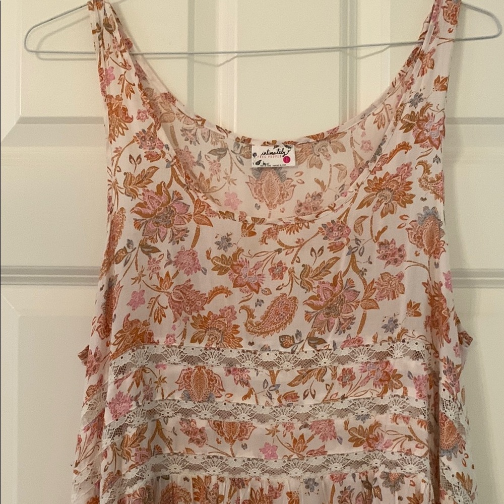 Free People Floral Sleeveless Top - Pink and Orange